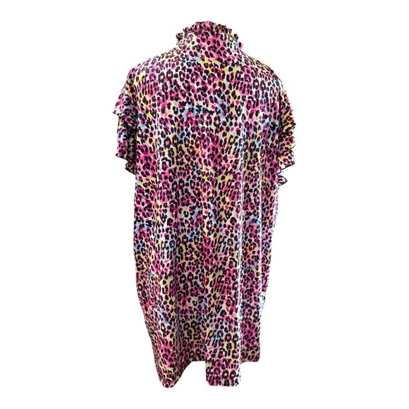 Sunshine & Rodeos 2XL Ruffle Sleeve Blouse Pink Multicolor Leopard - Picture 3 of 6